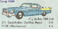 <a href='../files/catalogue/Corgi/211m/1958211m.jpg' target='dimg'>Corgi 1958 211m  Studebaker Golden Hawk Mechanical</a>